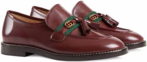 Gucci Kids Web-trim leather loafers Red