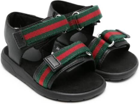 Gucci Kids Web-trim leather sandals Black