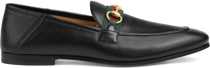 Gucci leather Horsebit loafers with Web Black
