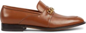 Gucci logo-chain leather loafers Brown
