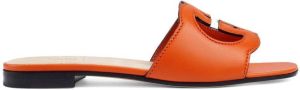 Gucci logo-cut out leather sandals Orange