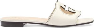 Gucci logo-cut out leather sandals White
