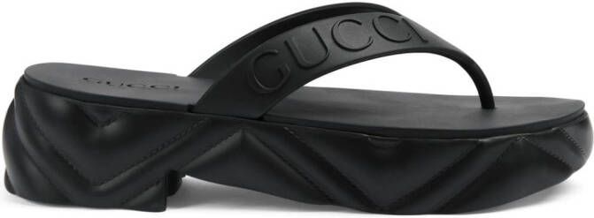 Gucci logo-debossed platform flip-flops Black