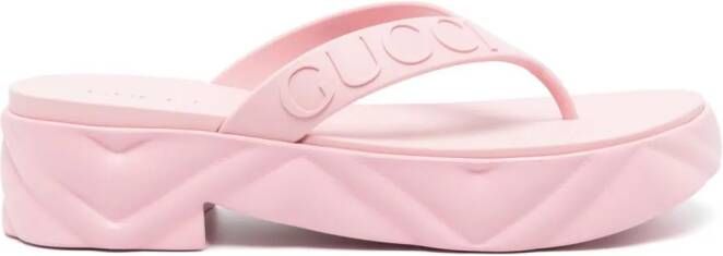 Gucci logo-embossed platform flip-flops Pink