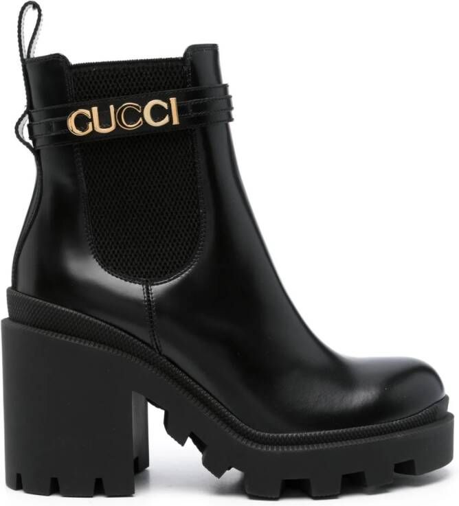 Gucci logo-lettering 70mm ankle boots Black