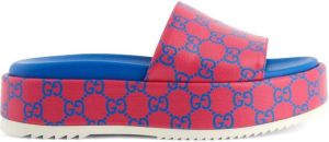 Gucci logo-print platform slide sandals Pink