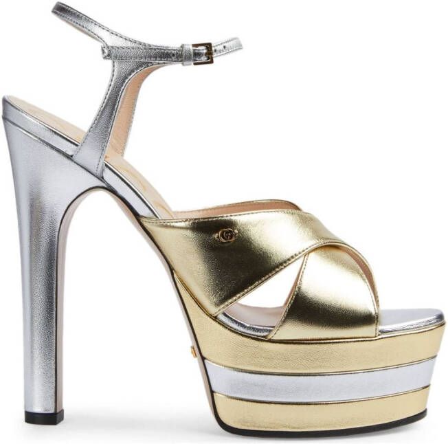 Gucci metallic-finish platform sandals Gold