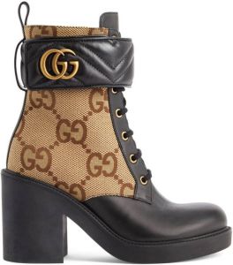 Gucci monogram panelled ankle boots Black