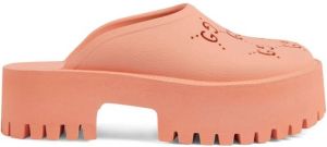Gucci perforated GG platform mules Pink