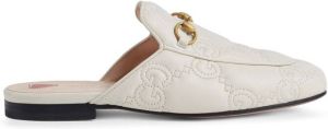 Gucci Princetown logo embossed slippers White