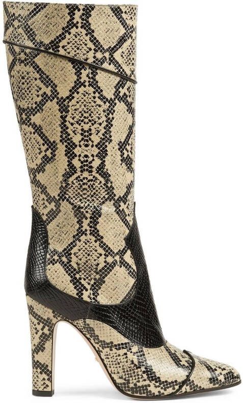 Gucci snakeskin-print leather boots Neutrals