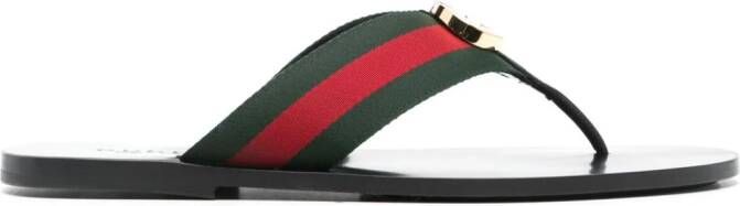 Gucci Web stripe-embellished flip flops Black