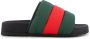 Gucci Web-Stripe padded slides Green - Thumbnail 1