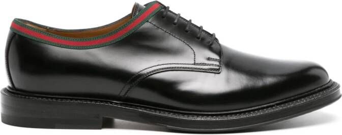 Gucci Web-trim leather Derby shoes Black