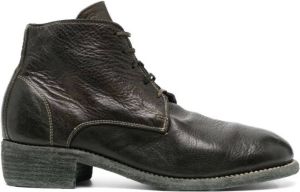 Guidi 793x lace-up pebbled boots Green