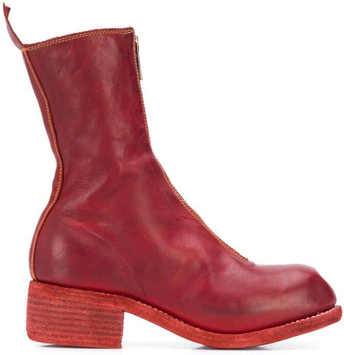 Guidi calf-length zip-up boots Red