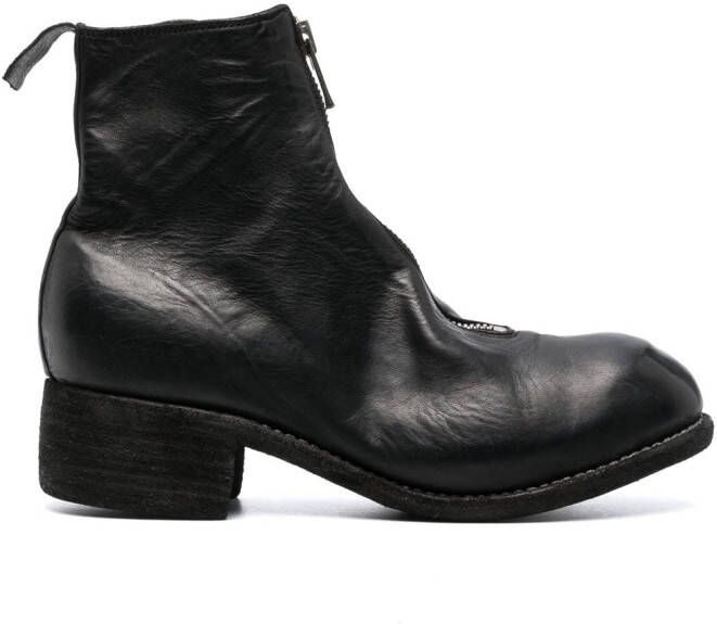 Guidi crinkled zip-detail boots Black