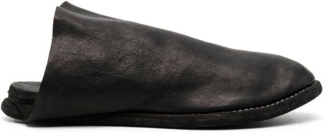Guidi flat leather slippers Black