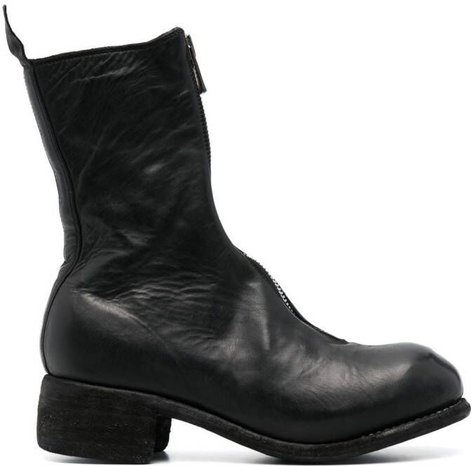 Guidi front-zip 40mm leather boots Black