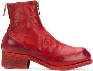Guidi front zip ankle boots Red