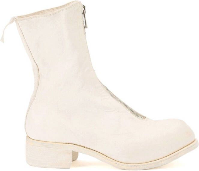 Guidi front-zip ankle boots White