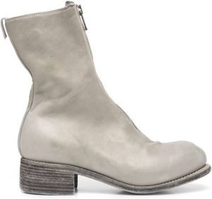 Guidi front-zip leather ankle boots Grey