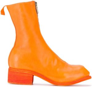 Guidi front-zip leather boots Orange