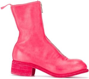 Guidi front-zip leather boots Pink