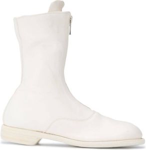Guidi front-zip leather boots White
