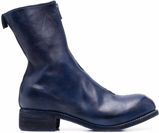 Guidi front-zip round-toe boots Blue