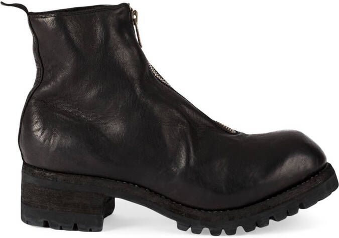 Guidi front zipped up boots Black