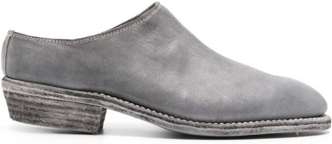 Guidi grained leather mules Grey