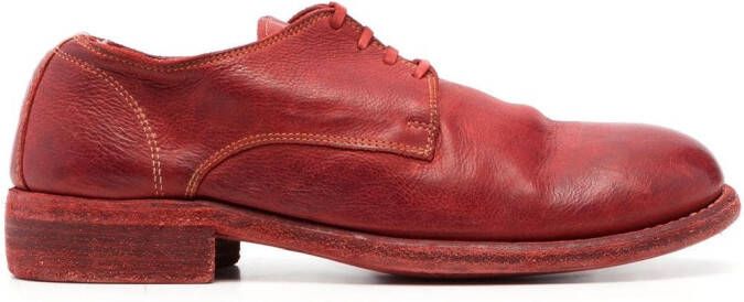 Guidi grained leather oxfords Red