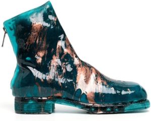 Guidi paint-splatter detail ankle boots Blue
