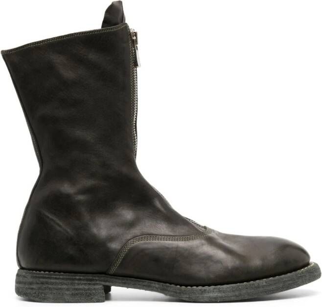 Guidi polished-leather zip-up boots Green