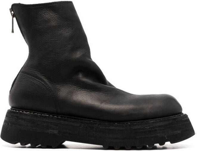 Guidi rear-zip leather boots Black