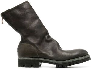 Guidi round-toe leather boots Green