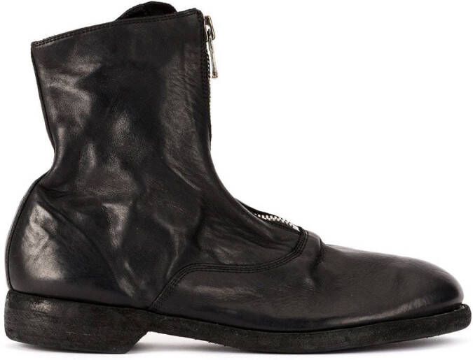 Guidi soft zip front ankle boots Black