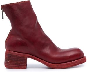 Guidi square-toe ankle boots Red