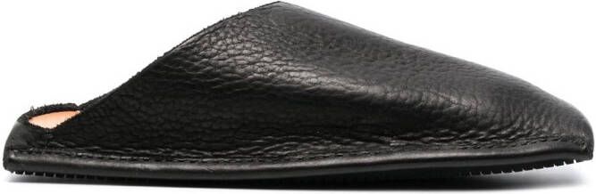 Guidi square-toe leather mules Black