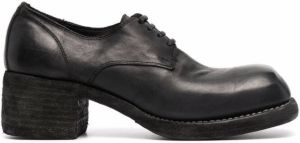 Guidi square-toe leather oxfords Black