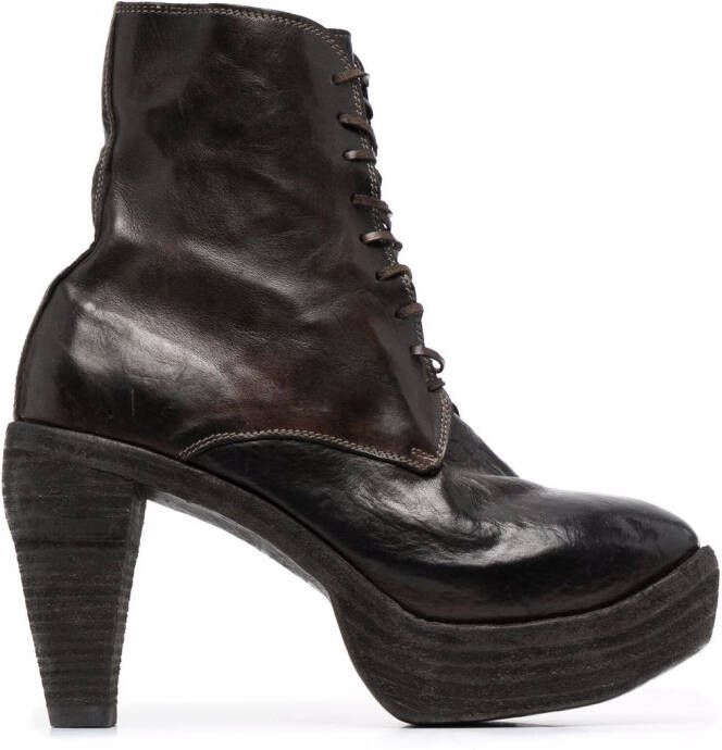 Guidi tapered-heel lace-up ankle boots Black