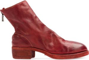 Guidi zip detail ankle boots Red