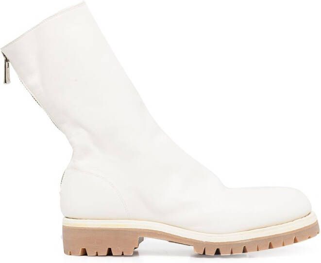 Guidi zip-fastening leather ankle boots White