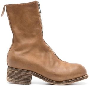 Guidi zip-up leather ankle boots Brown