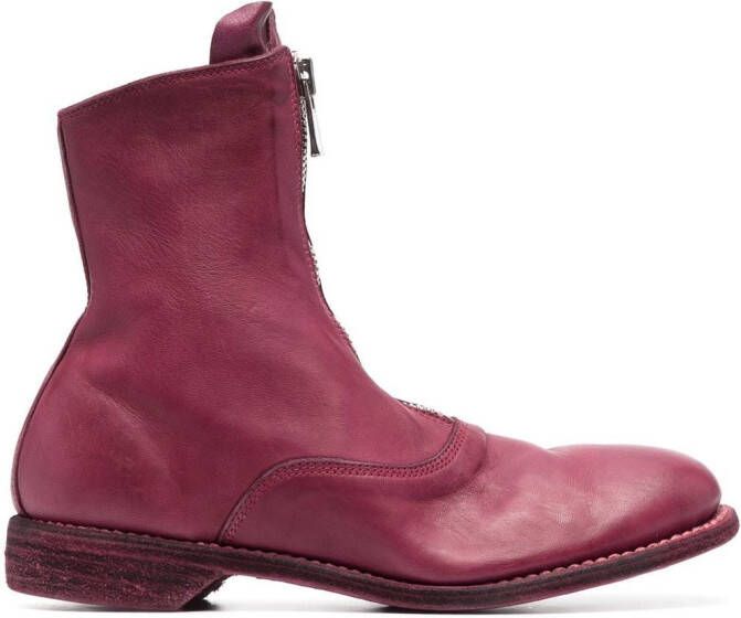 Guidi zip-up leather ankle boots Pink