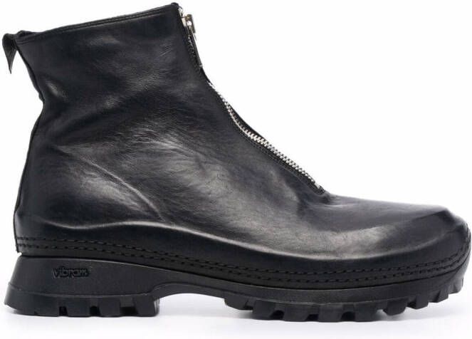 Guidi zipped leather ankle boots Black