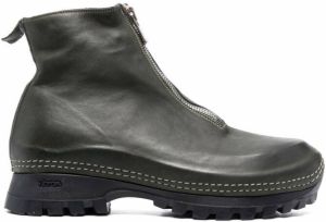 Guidi zipped leather ankle boots Green