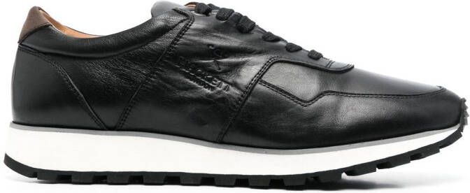 Hackett logo-debossed leather sneakers Black