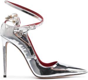 HARDOT 120mm metallic leather pumps Silver